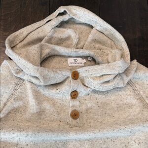 7 Diamonds Heather Gray Hooded Pullover with Button Detail